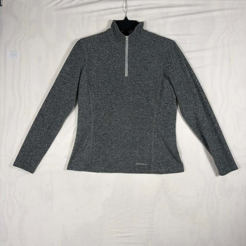 Eddie Bauer Women's Gray Heather 1/4 Zip Fleece Pullover Sweater XS